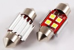 Лампа светодиодная 11-31 (SV8,5) 4 SMD 3030 диода, обманка, радиатор, 12v