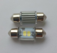 Лампа светодиодная 11-31 (SV8,5) 2SMD 3030диода,биполярная,радиатор,салонная,12V