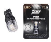 Светодиодные лампы AMP PRO 360 StandartBright T10 12v (1шт)  NEW